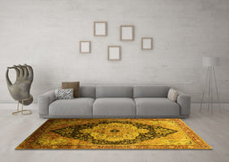 Machine Washable Oriental Yellow Industrial Rug in a Living Room, wshurb2104yw