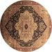 Round Oriental Brown Industrial Rug, urb2104brn