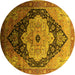 Round Oriental Yellow Industrial Rug, urb2104yw