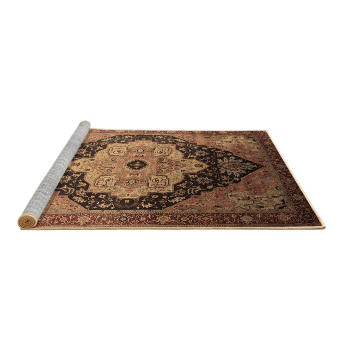 Sideview of Machine Washable Oriental Brown Industrial Rug, wshurb2104brn