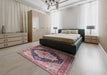 Mid-Century Modern Pink Oriental Rug in a Bedroom, urb2104