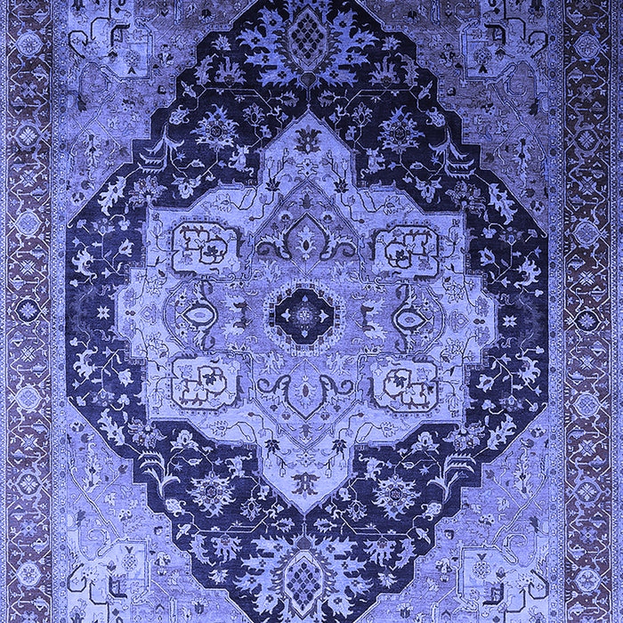 Machine Washable Oriental Blue Industrial Rug, wshurb2104blu