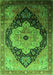 Machine Washable Oriental Green Industrial Area Rugs, wshurb2104grn