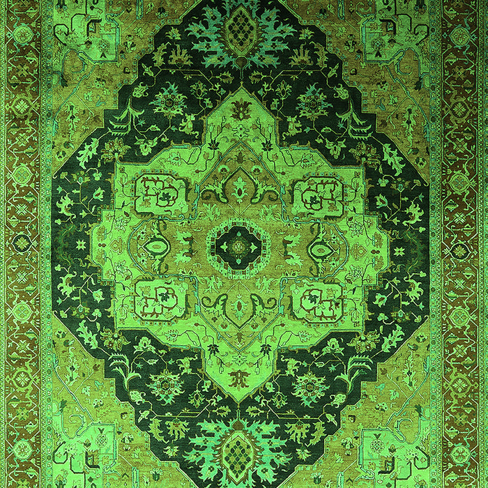 Machine Washable Oriental Green Industrial Area Rugs, wshurb2104grn