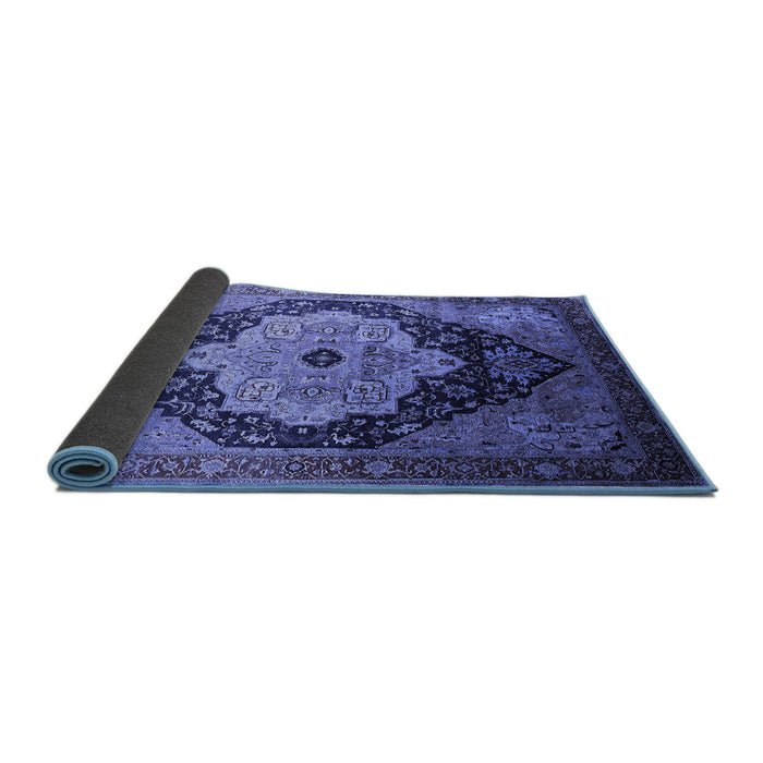 Sideview of Oriental Blue Industrial Rug, urb2104blu