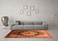 Machine Washable Oriental Orange Industrial Rug, wshurb2104org