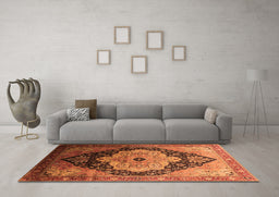 Machine Washable Oriental Orange Industrial Area Rugs in a Living Room, wshurb2104org