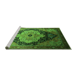 Sideview of Machine Washable Oriental Green Industrial Area Rugs, wshurb2104grn