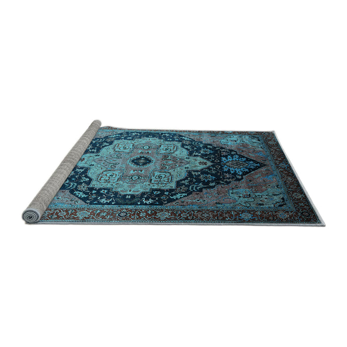 Sideview of Machine Washable Oriental Light Blue Industrial Rug, wshurb2104lblu