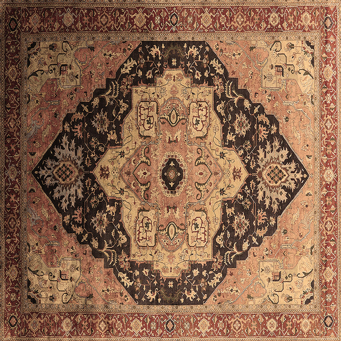 Square Machine Washable Oriental Brown Industrial Rug, wshurb2104brn