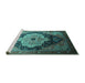 Sideview of Machine Washable Oriental Turquoise Industrial Area Rugs, wshurb2104turq