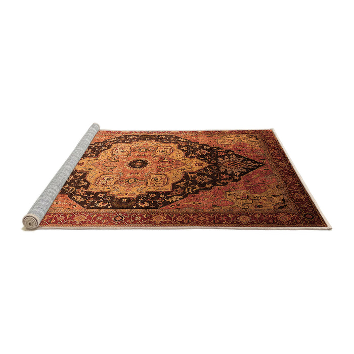 Sideview of Machine Washable Oriental Orange Industrial Area Rugs, wshurb2104org