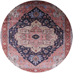 Round Mid-Century Modern Pink Oriental Rug, urb2104