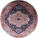 Round Mid-Century Modern Pink Oriental Rug, urb2104