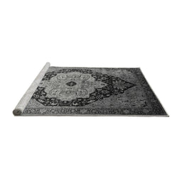 Sideview of Machine Washable Oriental Gray Industrial Rug, wshurb2104gry