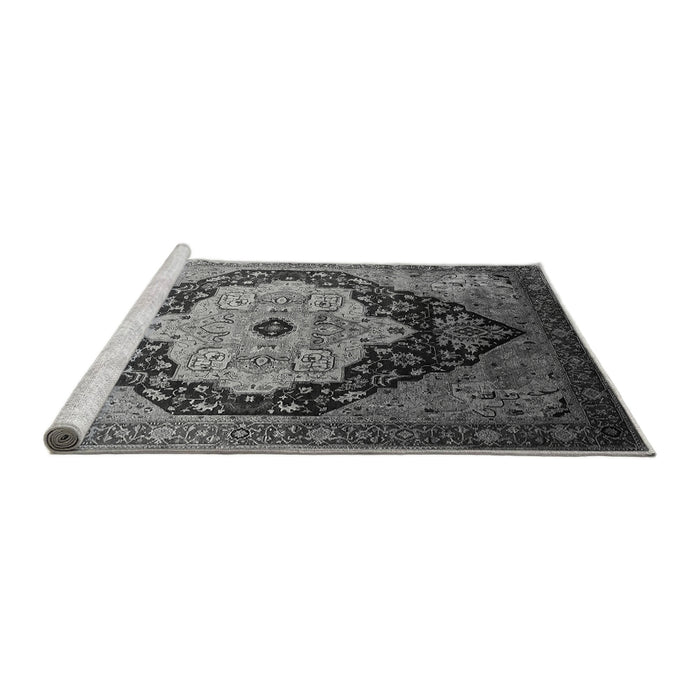 Sideview of Machine Washable Oriental Gray Industrial Rug, wshurb2104gry