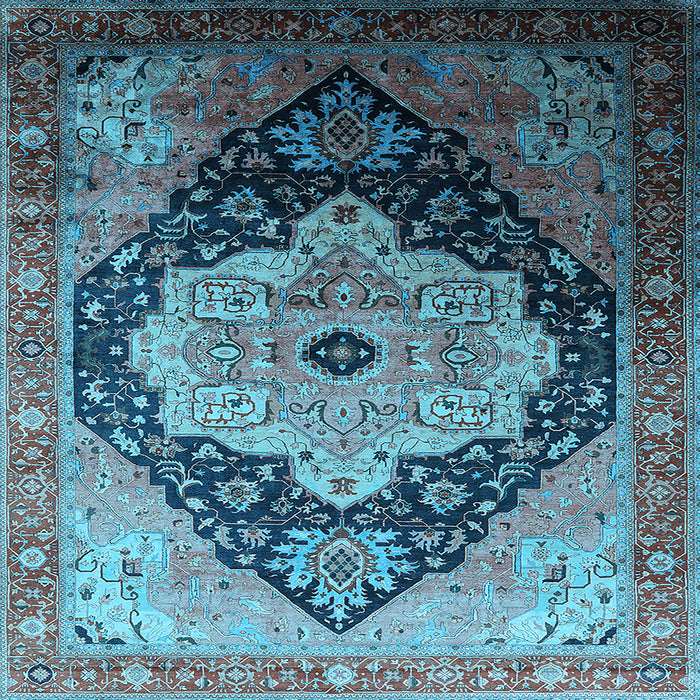 Square Oriental Light Blue Industrial Rug, urb2104lblu