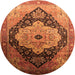 Round Oriental Orange Industrial Rug, urb2104org