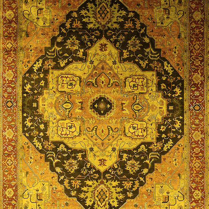 Machine Washable Oriental Yellow Industrial Rug, wshurb2104yw
