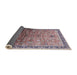 Sideview of Mid-Century Modern Silver Pink Oriental Rug, urb2105