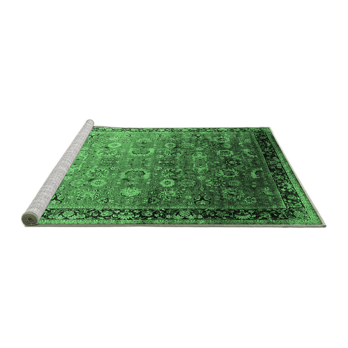 Sideview of Machine Washable Oriental Emerald Green Industrial Area Rugs, wshurb2105emgrn