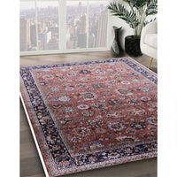 Mid-Century Modern Silver Pink Oriental Rug, urb2105