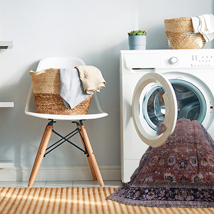 Machine Washable Industrial Modern Silver Pink Rug in a Washing Machine, wshurb2105