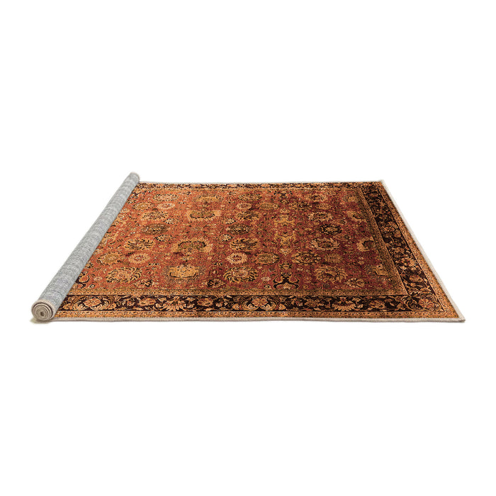 Sideview of Machine Washable Oriental Orange Industrial Area Rugs, wshurb2105org