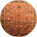 Round Oriental Orange Industrial Rug, urb2105org