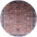 Round Machine Washable Industrial Modern Silver Pink Rug, wshurb2105