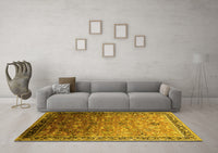 Machine Washable Oriental Yellow Industrial Rug, wshurb2105yw