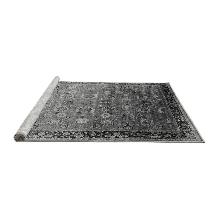 Sideview of Machine Washable Oriental Gray Industrial Rug, wshurb2105gry