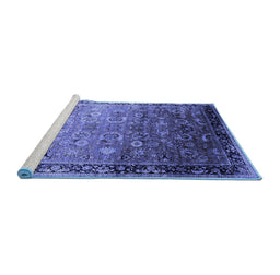 Sideview of Machine Washable Oriental Blue Industrial Rug, wshurb2105blu