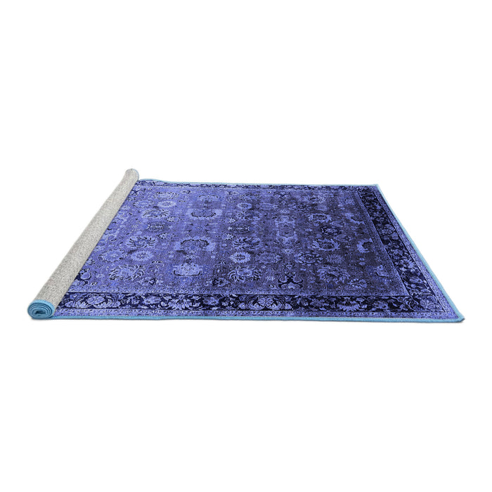 Sideview of Machine Washable Oriental Blue Industrial Rug, wshurb2105blu