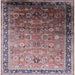 Square Mid-Century Modern Silver Pink Oriental Rug, urb2105