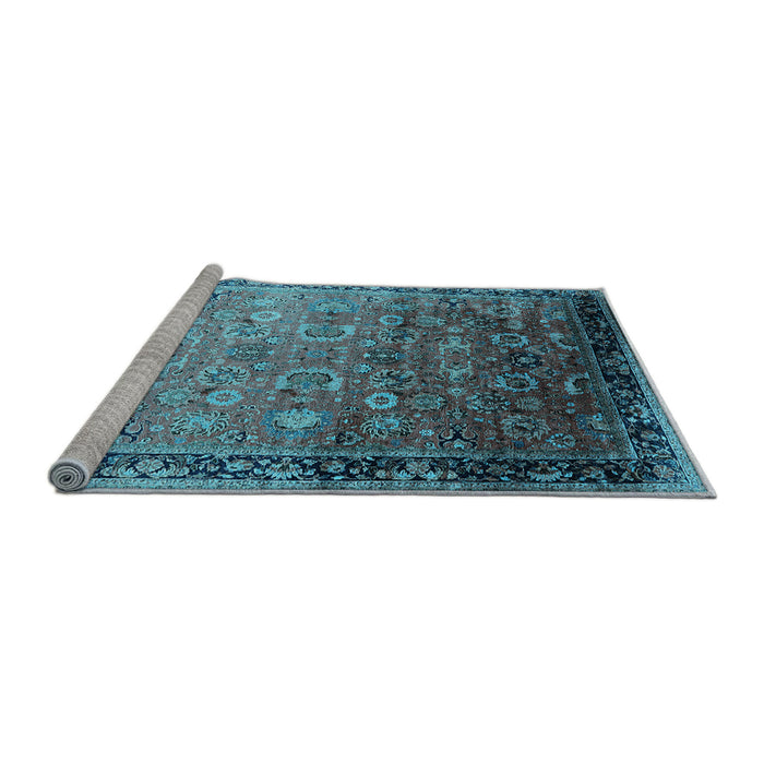 Sideview of Machine Washable Oriental Light Blue Industrial Rug, wshurb2105lblu