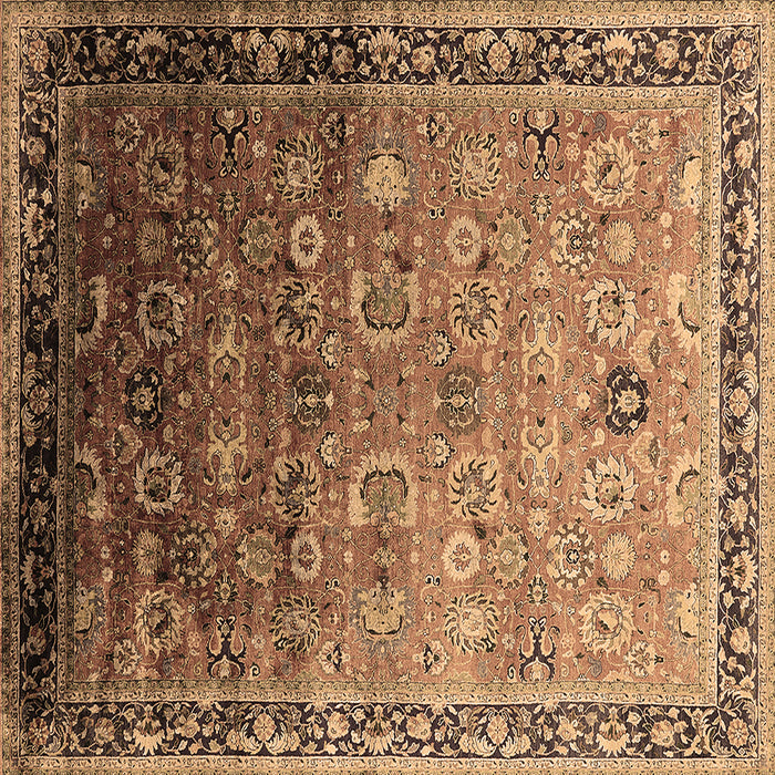 Square Machine Washable Oriental Brown Industrial Rug, wshurb2105brn