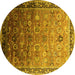 Round Oriental Yellow Industrial Rug, urb2105yw