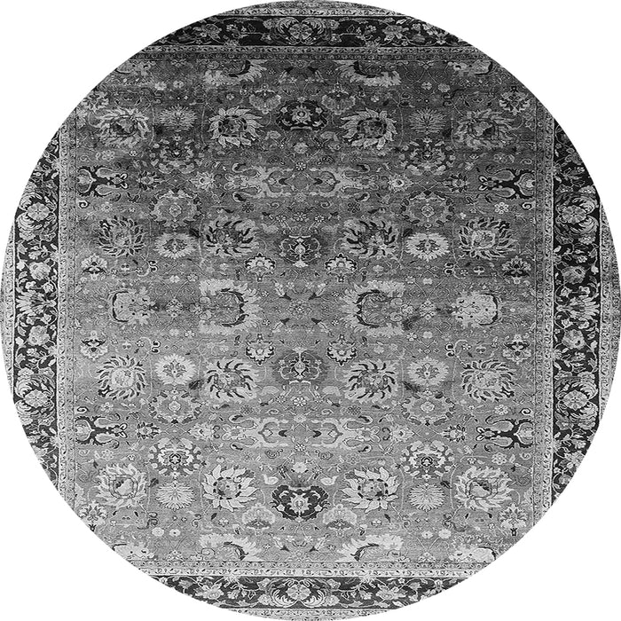Round Machine Washable Oriental Gray Industrial Rug, wshurb2105gry
