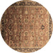 Round Oriental Brown Industrial Rug, urb2105brn