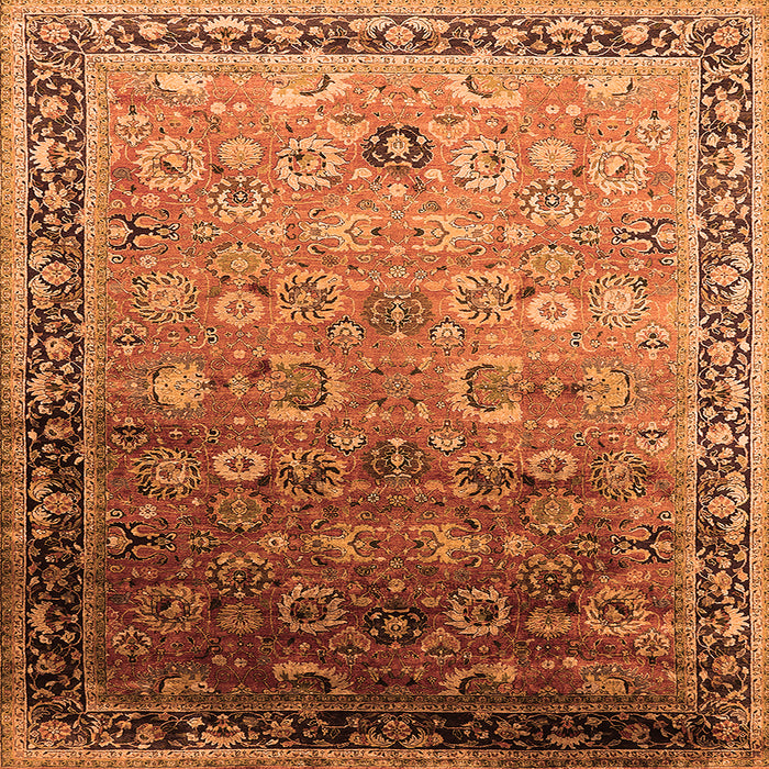 Square Oriental Orange Industrial Rug, urb2105org