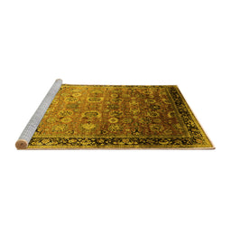 Sideview of Machine Washable Oriental Yellow Industrial Rug, wshurb2105yw