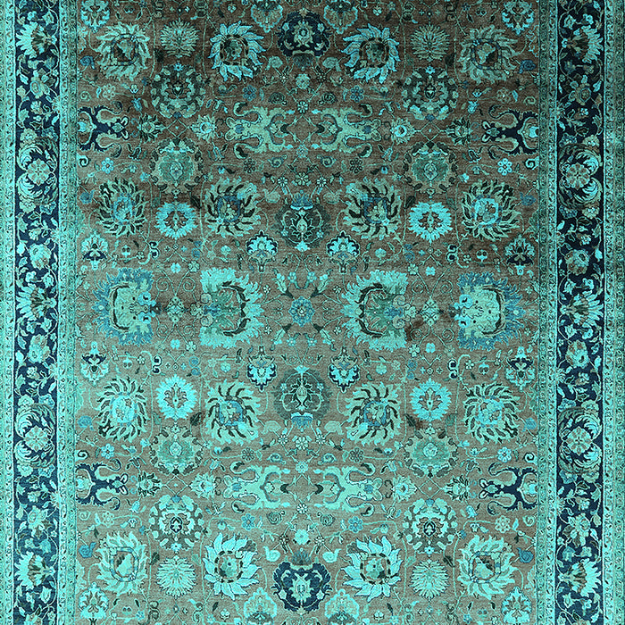 Machine Washable Oriental Turquoise Industrial Area Rugs, wshurb2105turq