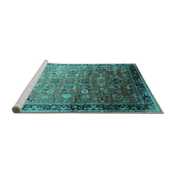 Sideview of Machine Washable Oriental Turquoise Industrial Area Rugs, wshurb2105turq