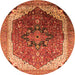 Round Oriental Orange Industrial Rug, urb2106org