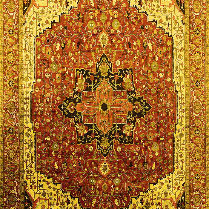 Machine Washable Oriental Yellow Industrial Rug, wshurb2106yw