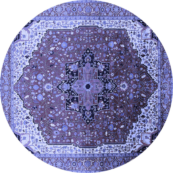Round Oriental Blue Industrial Rug, urb2106blu