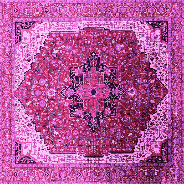Square Machine Washable Oriental Pink Industrial Rug, wshurb2106pnk