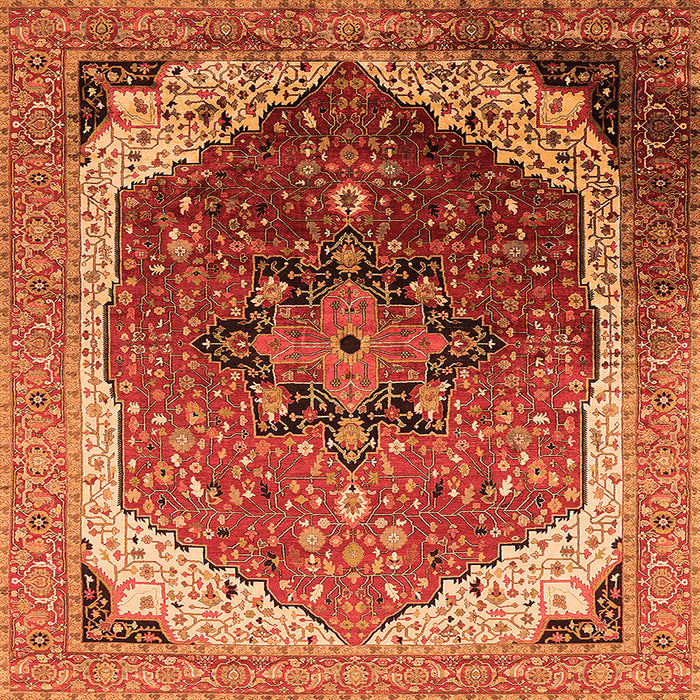 Square Oriental Orange Industrial Rug, urb2106org