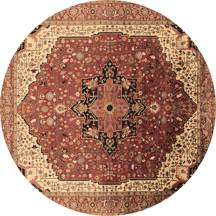 Round Machine Washable Oriental Brown Industrial Rug, wshurb2106brn